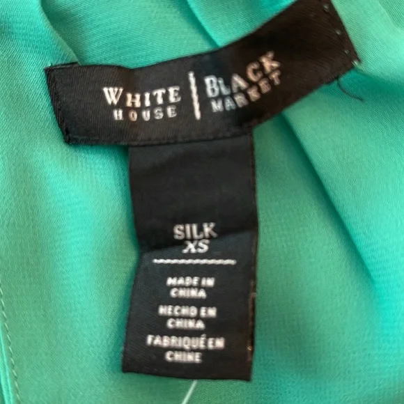 WHBM JULIP GREEN SILK BLOUSE - Picture 8 of 11